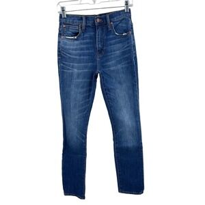Madewell The High-Rise Slim Boyjean Denim Blue Wash Jeans Size 23 Whiskered